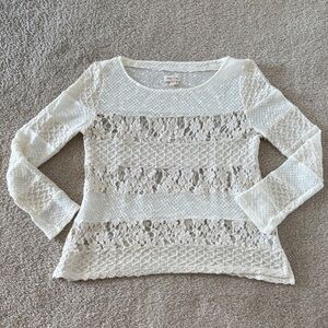 Anthropologie Meadow Rue Ivory Textured Knit Top